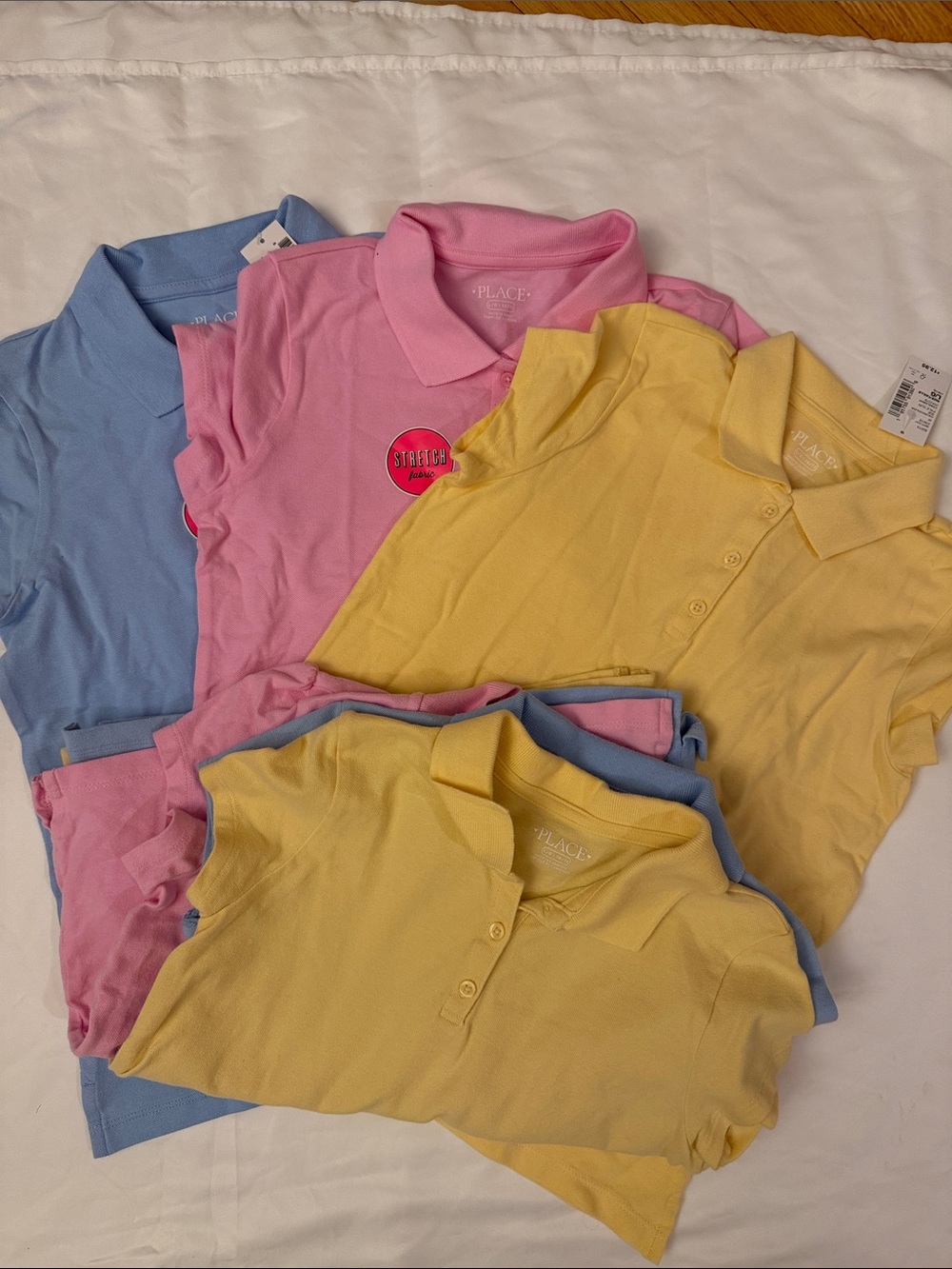 The Children's Place Polo Tops in Yellow, Pink & Light Blue 10-12 years old